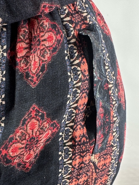 Lucky Brand Boho Print Maxi Dress Black Red V-Neck Festival Bohemian sz sm - Picture 4 of 7